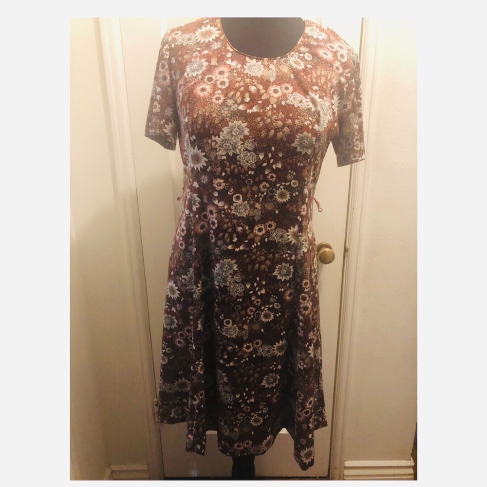 Vintage Floral Brown Dress